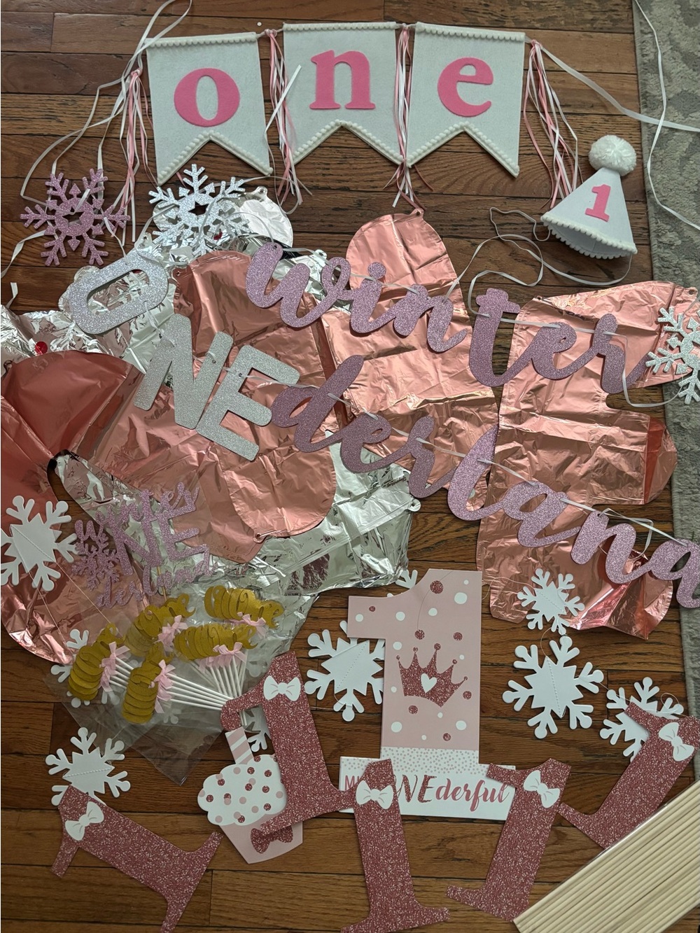 Winter One-derland Pink and Rose Gold Party Decoration Set